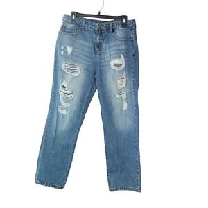 Forever 21 distressed Medium Wash High Rise Womens Cropped Jeans Size 6